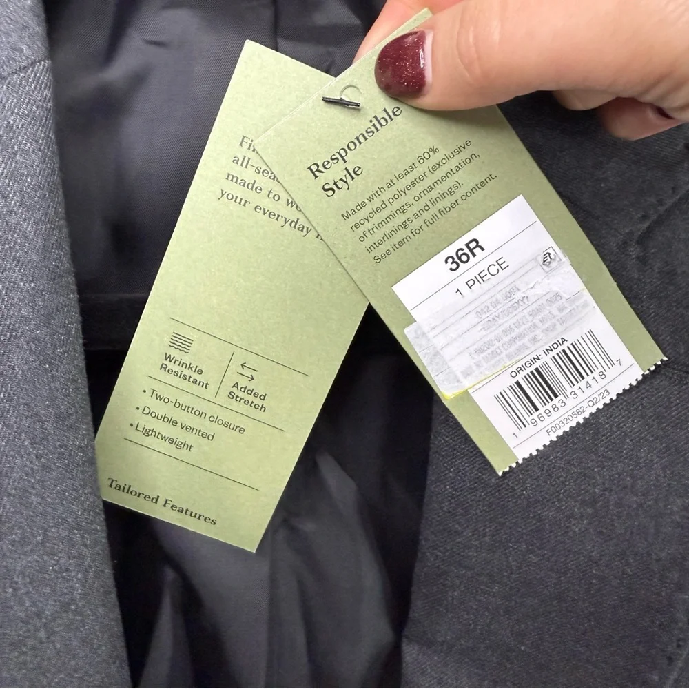 NWT Goodfellow & Co Men's Slim-Fit Suit Jacket Charcoal Gray, size 36R